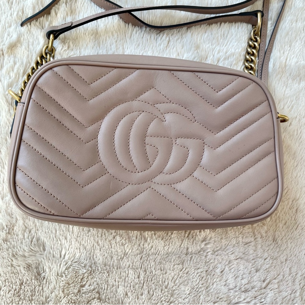 GUCCI MARMONT shoulder/crossbody bag dusty pink leather - Picture 8 of 12